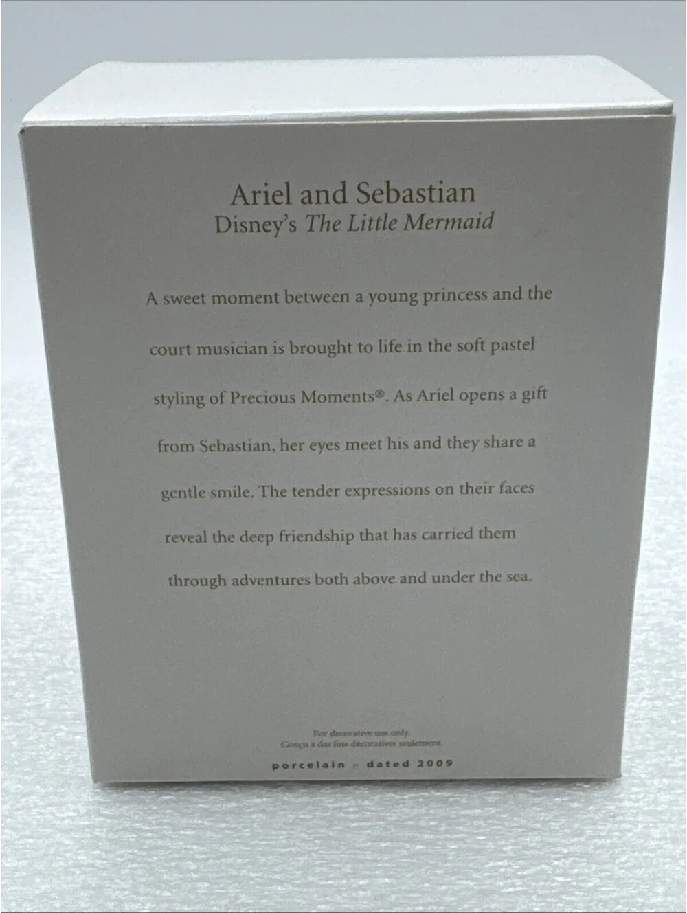 2009 Hallmark ARIEL AND SEBASTIAN PRECIOUS MOMENTS Disney Ornament Porcelain New